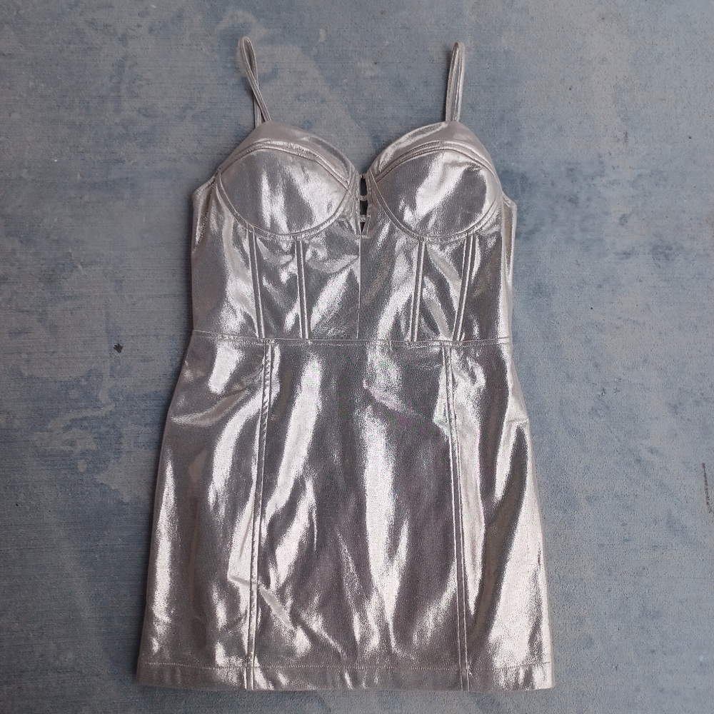 Love Fate Destiny Gold Corset Mini Dress